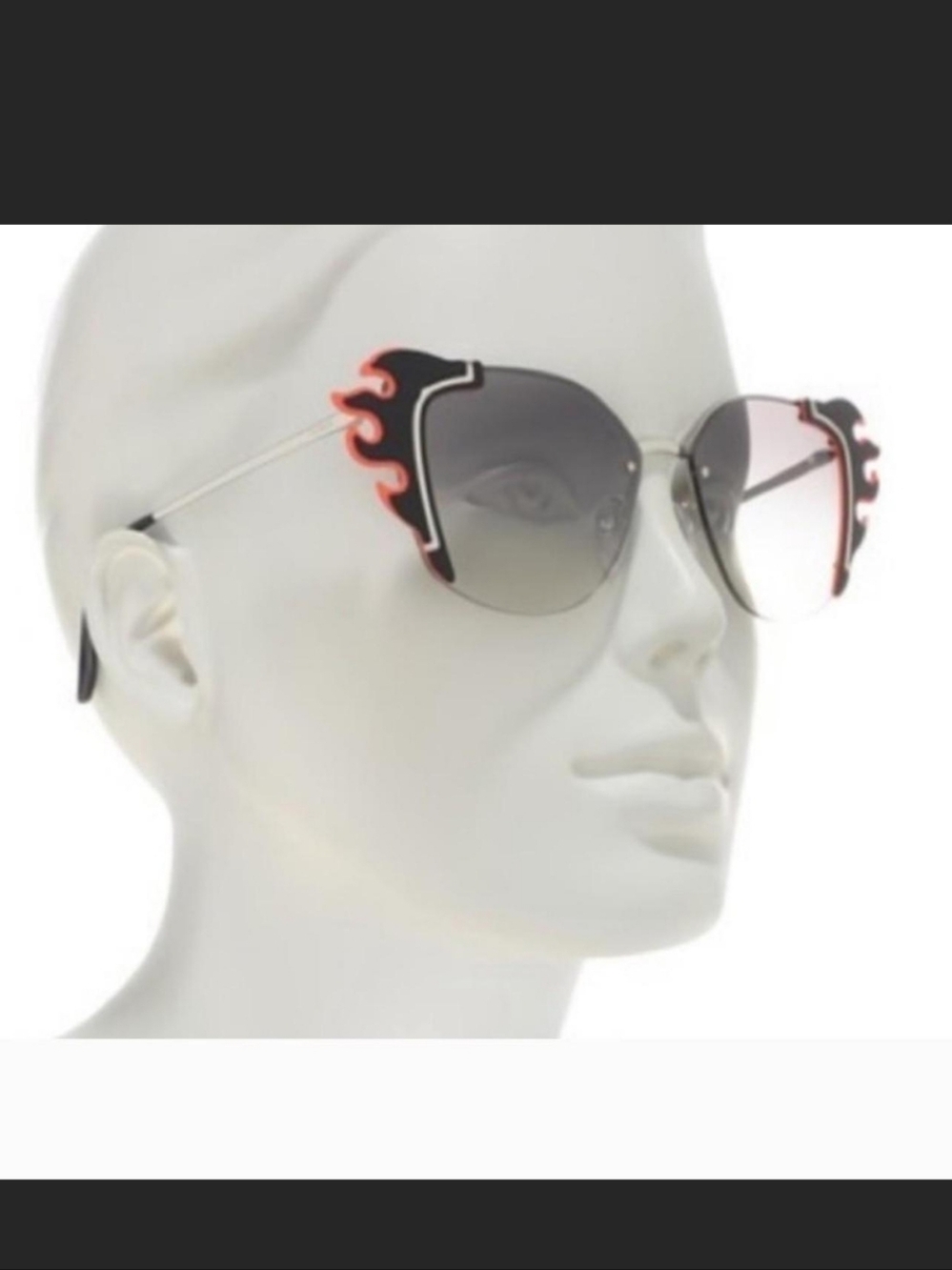 Prada Black and Red Designer Flame Sunglasses Authentic
